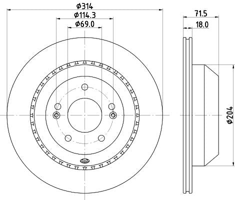 KIA Sorento III Brake Disc, Hella OEM, OEM 58411C5700 - View 2