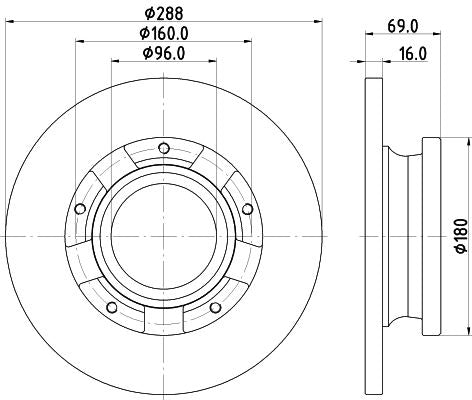 Hella Brake Disc for Ford Australia & FORD, OEM quality, OEM 2021562, MPN 8DD 355 133-071