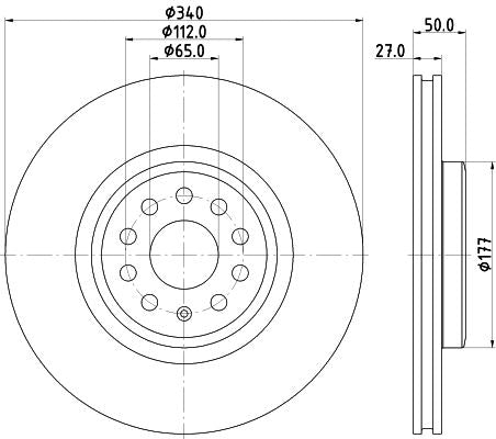 Hella Brake Disc for Volkswagen, Skoda & more, OEM quality, OEM 1EA615301A - View 2