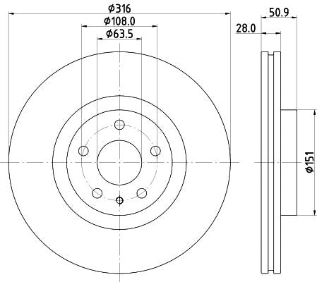 Hella Brake Disc for Lincoln & FORD, OEM quality, OEM 2037503 - View 4