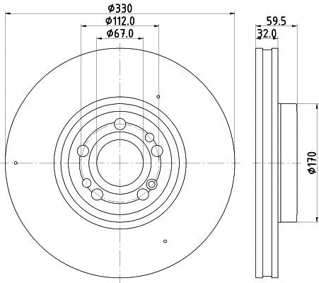 Mercedes-Benz GLE Brake Disc, Hella OEM, OEM 1674210601, MPN 8DD 355 132-331