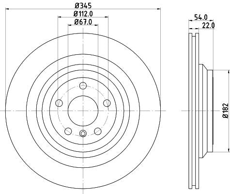 Hella Brake Disc for Mercedes-Benz, OEM quality, OEM 1664230212, MPN 8DD 355 126-311