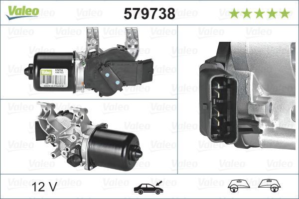 Renault Clio Front Wiper Motor, Valeo OEM, OEM 7701061590, MPN 579738