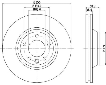 Hella Brake Disc for Volkswagen, AUDI & more, OEM quality, OEM 7L6615301E - View 2