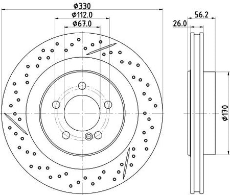 Mercedes-Benz CLK Convertible Brake Disc, Hella OEM, OEM 1714230212 - View 4