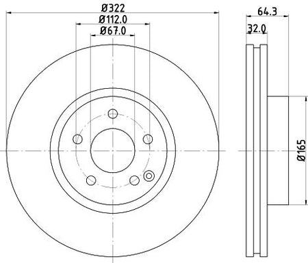 Hella Brake Disc for Mercedes-Benz, OEM quality, OEM 0004211212 - View 2