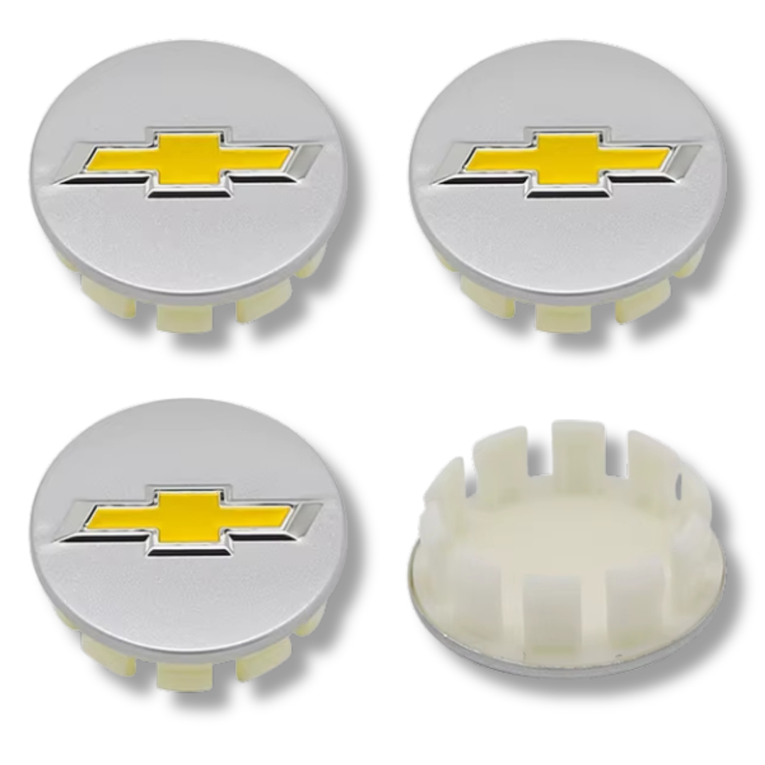 Chevrolet 53mm Yellow plastic Centre Caps Set, set of 4, OEM 96452311