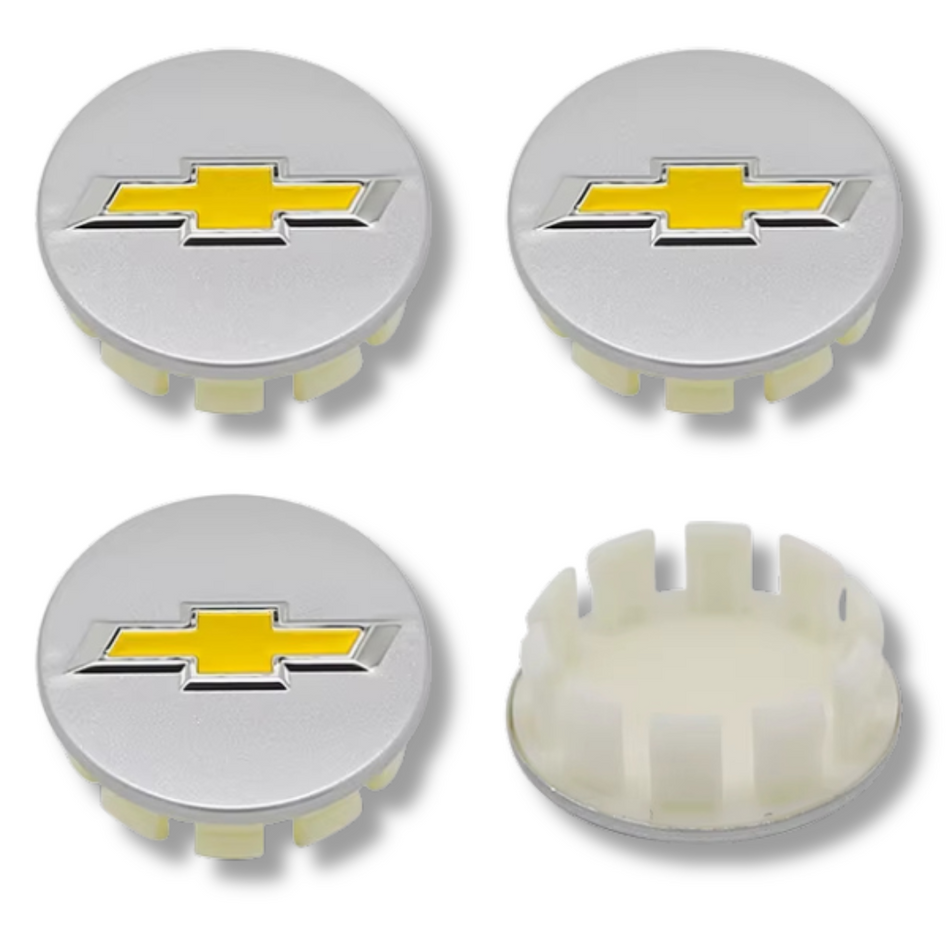 Chevrolet 53mm Yellow plastic Centre Caps Set, set of 4, OEM 96452311