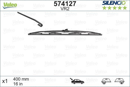 Renault Clio Rear Wiper Blade, Valeo OEM, OEM VR2, MPN 574127