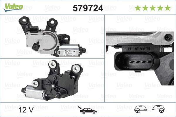 Porsche Cayenne Rear Wiper Motor, Valeo OEM, OEM 95862808000, MPN 579724