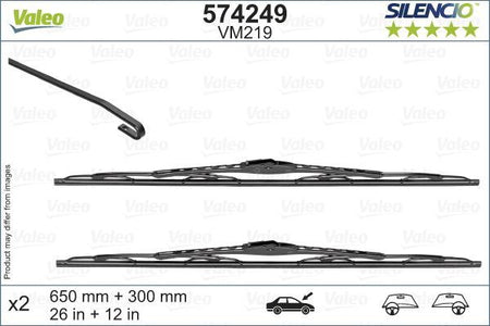 Nissan Note Front Wiper Blade Set, Valeo OEM, OEM 288903VF0A, MPN 574249