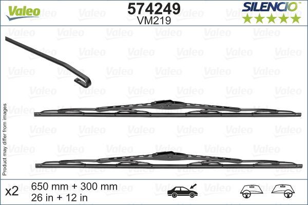 Nissan Note Front Wiper Blade Set, Valeo OEM, OEM 288903VF0A, MPN 574249