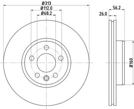 Hella Brake Disc for FORD, Volkswagen & more, OEM quality, OEM 1108038 - View 4