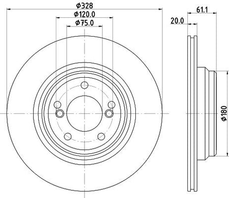 BMW 3 Convertible Brake Disc, Hella OEM, OEM 2229379 - View 2