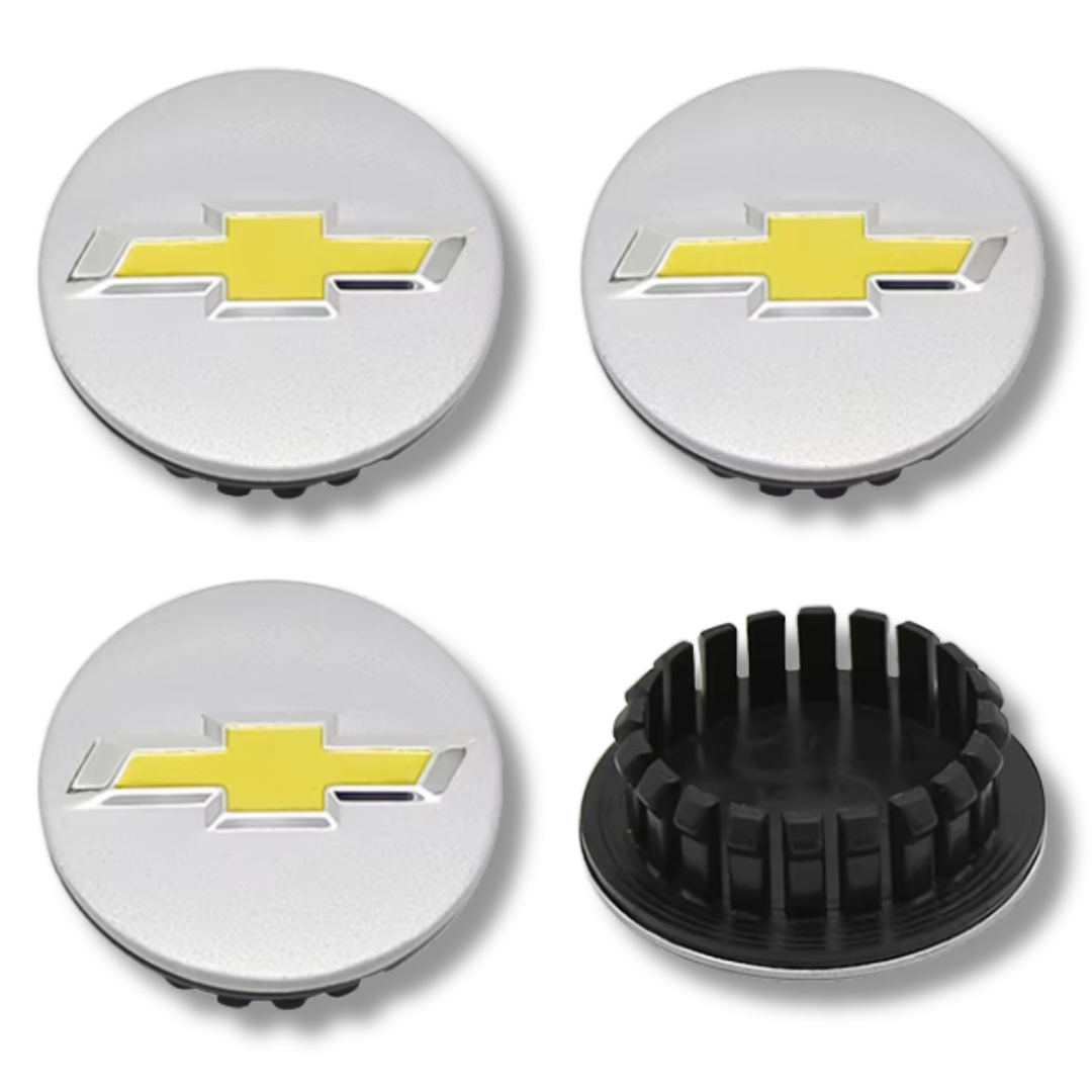 Chevrolet 59mm Yellow plastic Centre Caps Set, set of 4, OEM 96452311