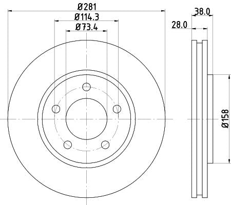 Hella Brake Disc for Chrysler & Dodge, OEM quality, OEM 04721820AC - View 2