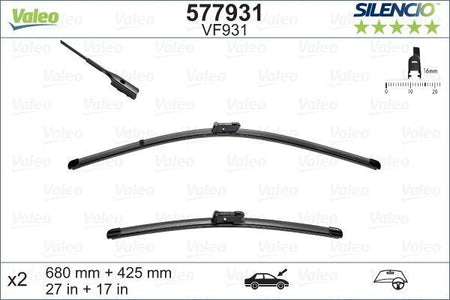 Valeo Front Wiper Blade Set for DS, Peugeot & more, OEM quality, OEM 1629083280 - View 6