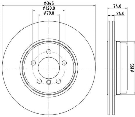 BMW 7 Brake Disc, Hella OEM, OEM 34216765889 - View 3