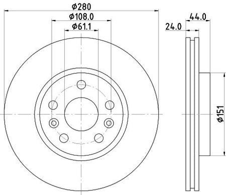 Hella Brake Disc for Renault, OEM quality, OEM 7701208848 - View 2