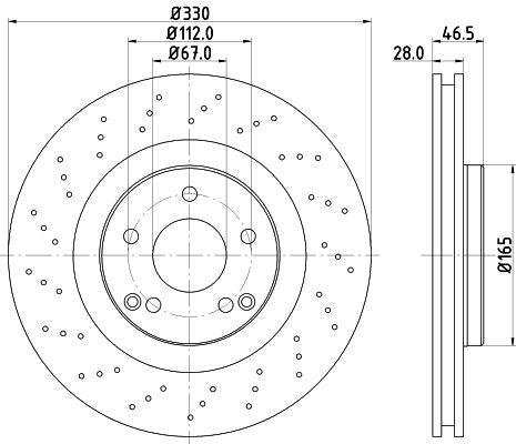 Mercedes-Benz C-Class Brake Disc, Hella OEM, OEM 2034211312 - View 2