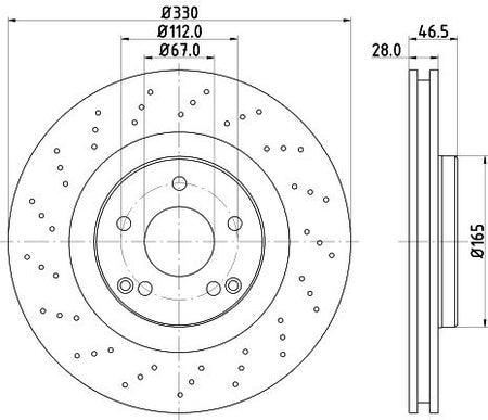 Mercedes-Benz C-Class Brake Disc, Hella OEM, OEM 2034211312 - View 2