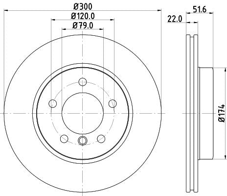 Hella Brake Disc for BMW, Alpina & more, OEM quality, OEM 1164539, MPN 8DD 355 106-551