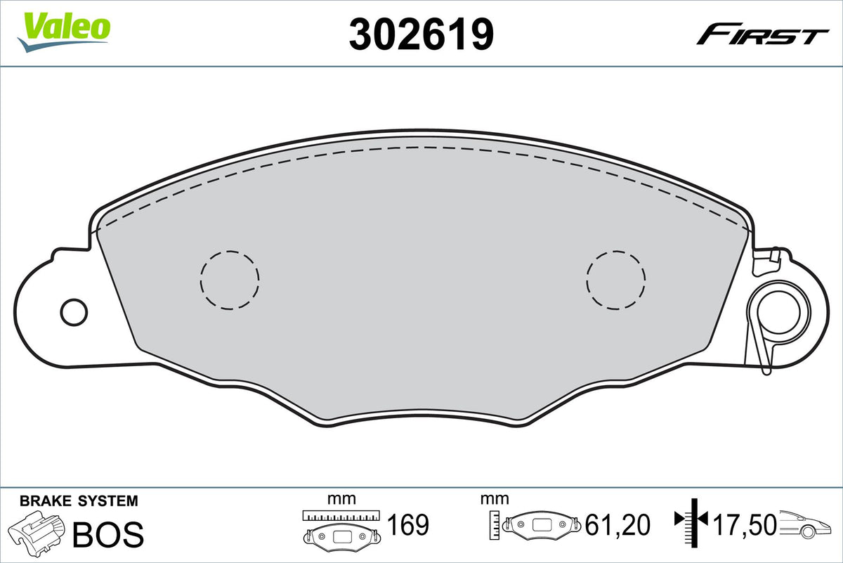 Valeo Front Brake Pad Set for Citroen, OEM quality, OEM 4251-45, MPN 302619