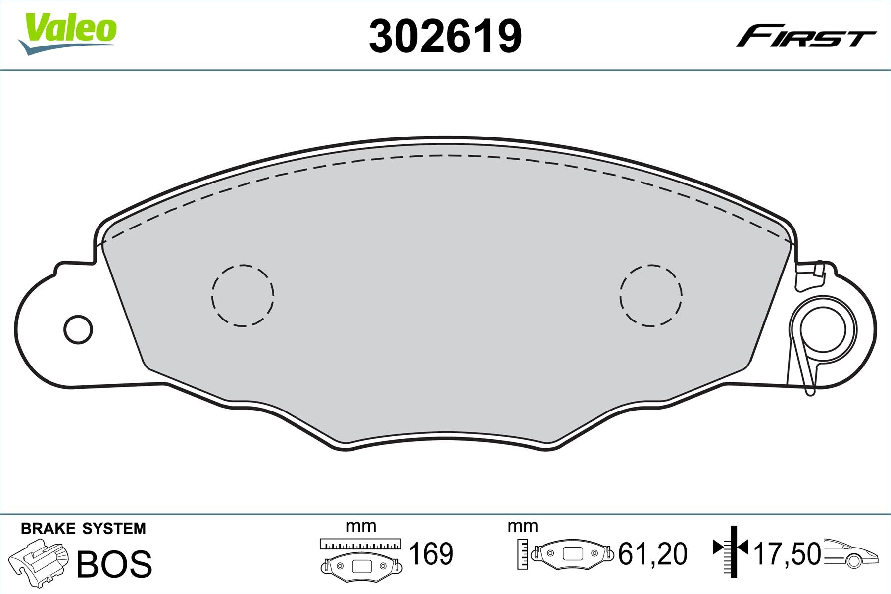 Valeo Front Brake Pad Set for Citroen, OEM quality, OEM 4251-45, MPN 302619