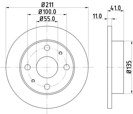 Daihatsu Cuore VII Brake Disc, Hella OEM, OEM 4351287524 - View 2