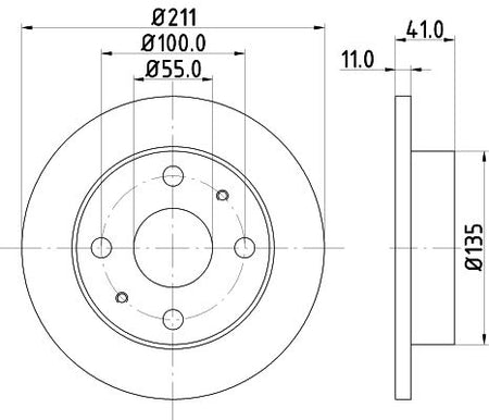 Daihatsu Cuore VII Brake Disc, Hella OEM, OEM 4351287524 - View 2