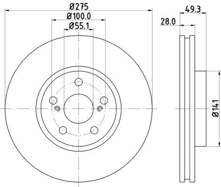 Toyota Corona Saloon Brake Disc, Hella OEM, OEM 4351220590 - View 3