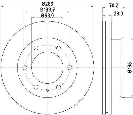 Ford Australia Ranger Pickup Brake Disc, Hella OEM, OEM 1490412 - View 2