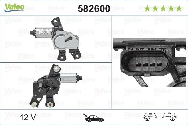 Valeo Rear Wiper Motor for Volkswagen, OEM quality, OEM 3C9955711A, MPN 582600