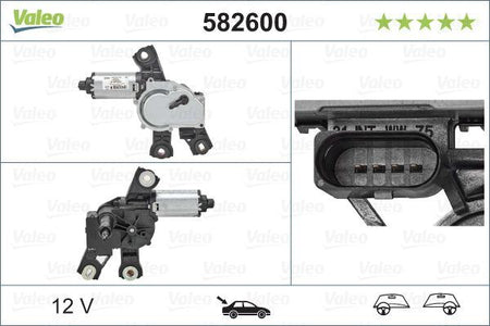 Valeo Rear Wiper Motor for Volkswagen, OEM quality, OEM 3C9955711A, MPN 582600