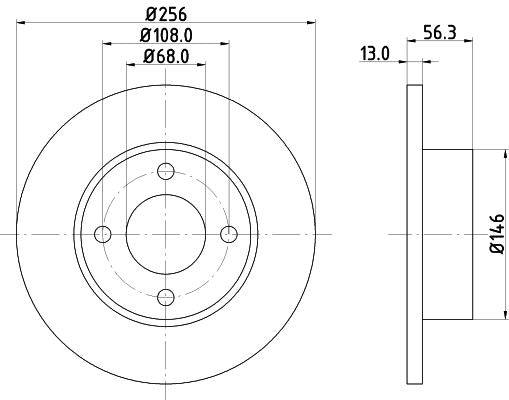 AUDI 80 B4 Saloon Brake Disc, Hella OEM, OEM 895615301 - View 2