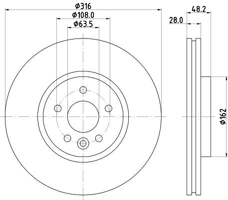 Jaguar XE Brake Disc, Hella OEM, OEM T4N1799 - View 4