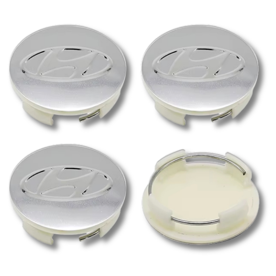Hyundai 56mm Silver plastic Centre Caps Set, set of 4, OEM 52960-S1110