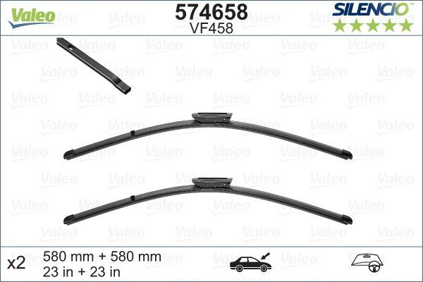 Saab 9-5 Front Wiper Blade Set, Valeo OEM, OEM 12781787, MPN 574658