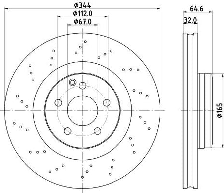 Mercedes-Benz SLK Brake Disc, Hella OEM, OEM 1724210212 - View 4