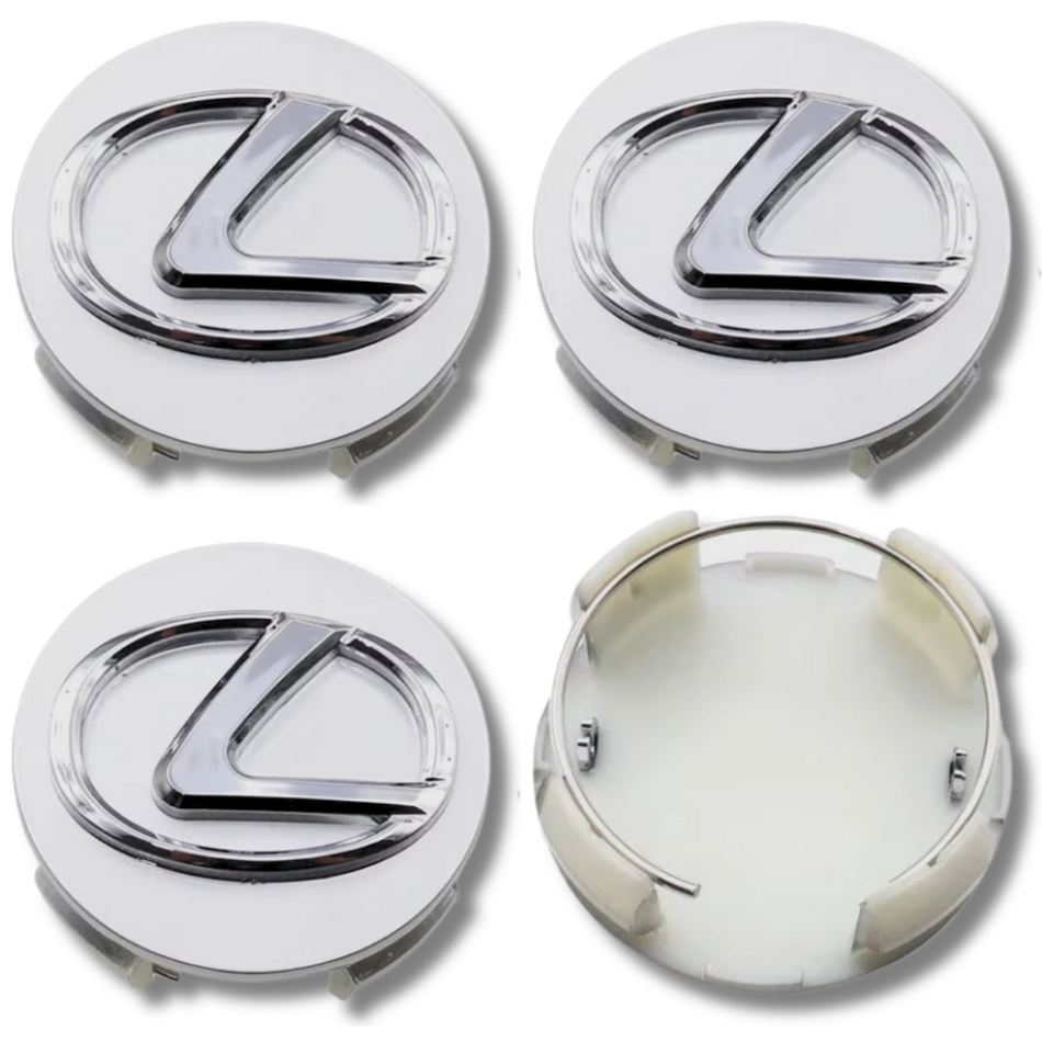 Lexus 62mm Silver 3D plastic Centre Caps Set, set of 4, OEM 42603-30590