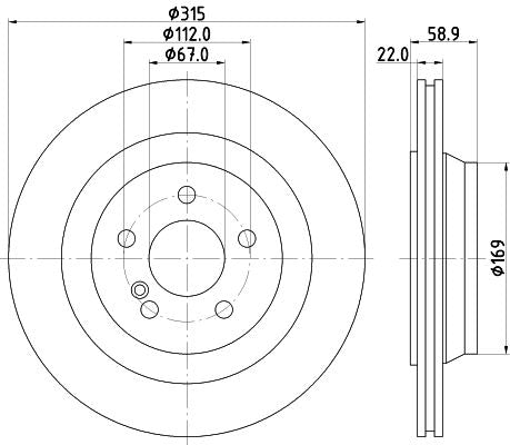 Hella Brake Disc for Mercedes-Benz, OEM quality, OEM 2204230312, MPN 8DD 355 107-961
