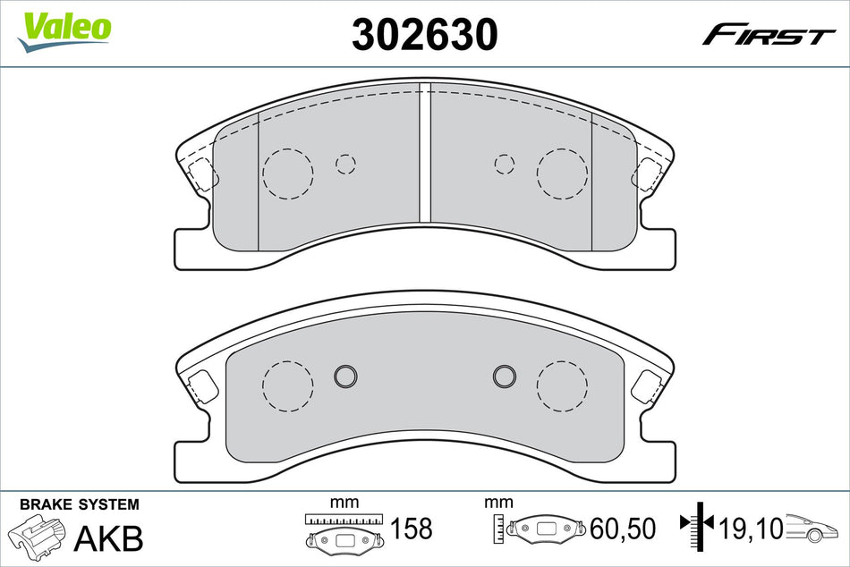 Jeep Grand Cherokee Front Brake Pad Set, Valeo OEM, OEM 5093 183AA, MPN 302630