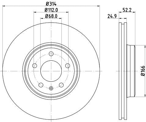 Hella Brake Disc for AUDI, OEM quality, OEM 8K0098301F, MPN 8DD 355 113-881
