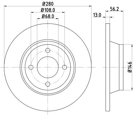 AUDI 80 B4 Saloon Brake Disc, Hella OEM, OEM 8A0615301 - View 2