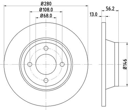 AUDI 80 B4 Saloon Brake Disc, Hella OEM, OEM 8A0615301 - View 2