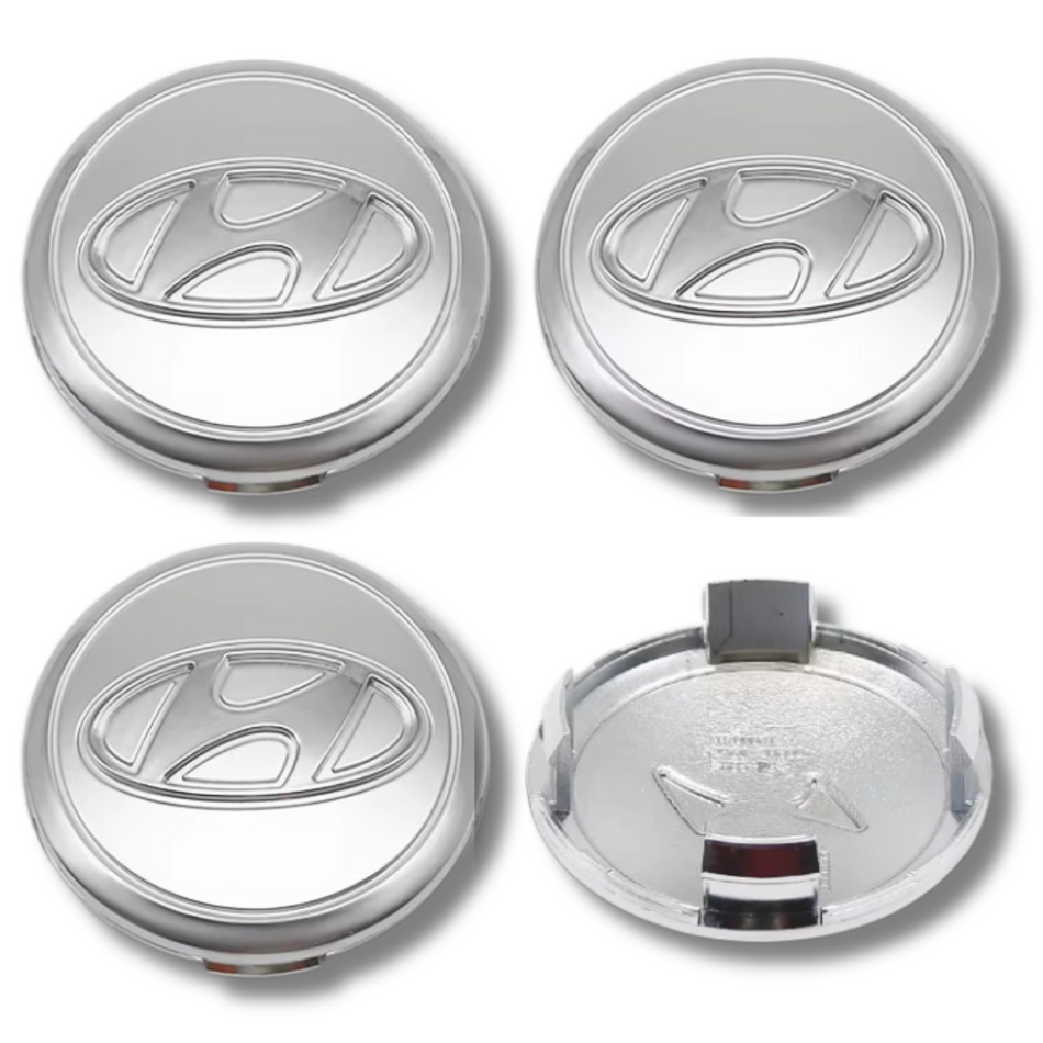 Hyundai 65mm Silver plastic Centre Caps Set, set of 4, OEM 52960-S1110