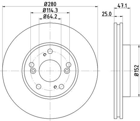 Honda Accord VII Brake Disc, Hella OEM, OEM 45251S1AE40 - View 4