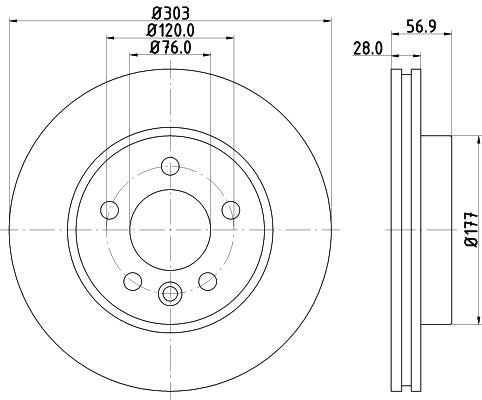 Volkswagen Amarok Platform/chassis Brake Disc, Hella OEM, OEM 2H0615301A - View 2