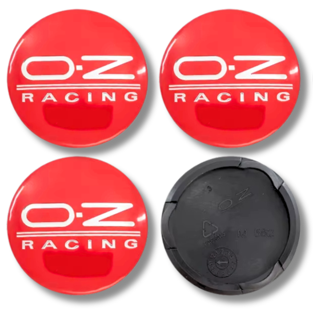 OZ Racing 55mm Red plastic Centre Caps Set, set of 4, OEM M595