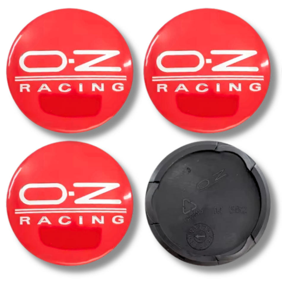 OZ Racing 55mm Red plastic Centre Caps Set, set of 4, OEM M595